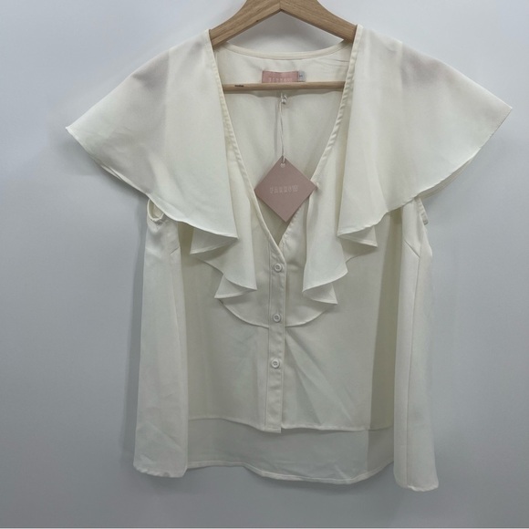 Farrow Ivory Ruffled Collar Sleeves Blouse - Picture 1 of 7